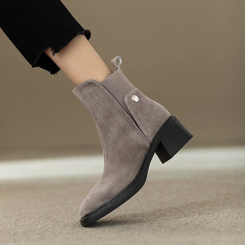 Chelsea Boots Suede - Suede Women Chunky Ankle Boots Fashion