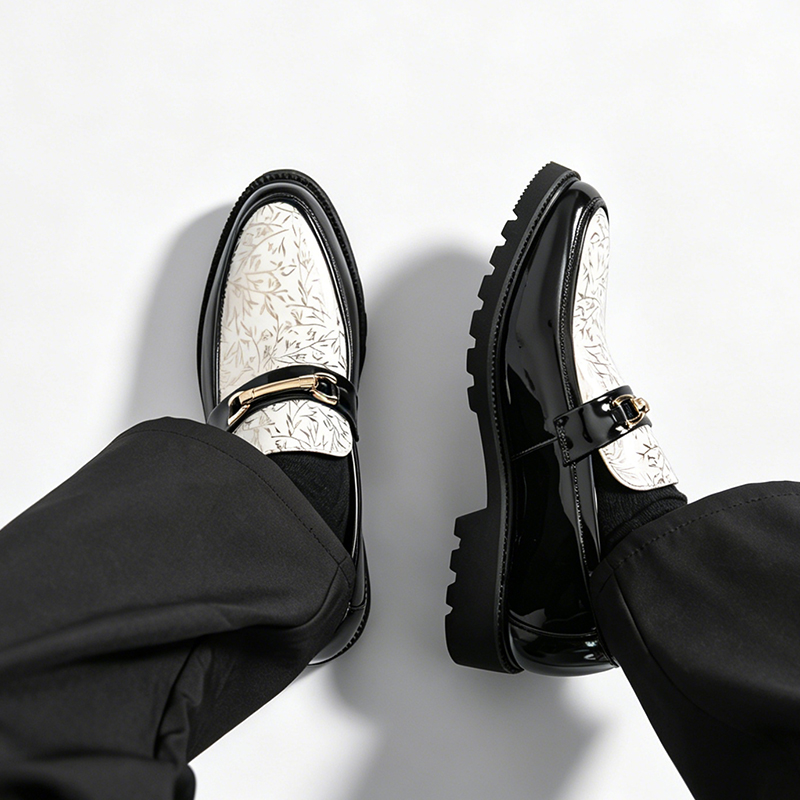Men Two Tone Bamboo Print Pate - Men Shoes Boss 评论和价格