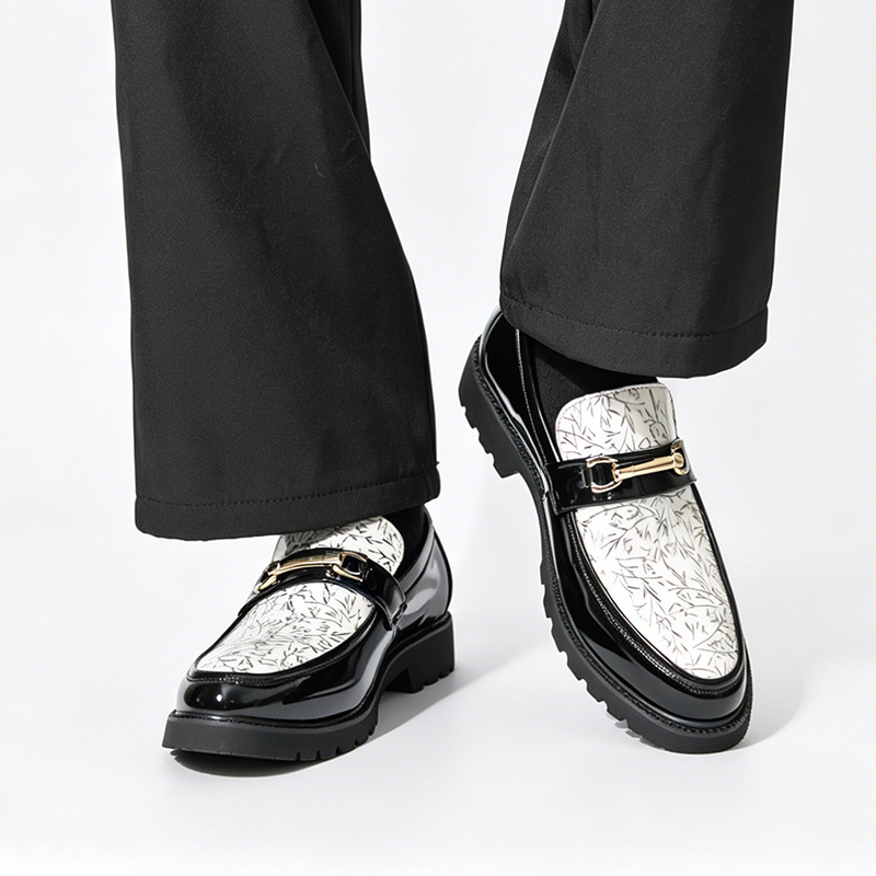 Men Two Tone Bamboo Print Pate - Men Shoes Boss 评论和价格