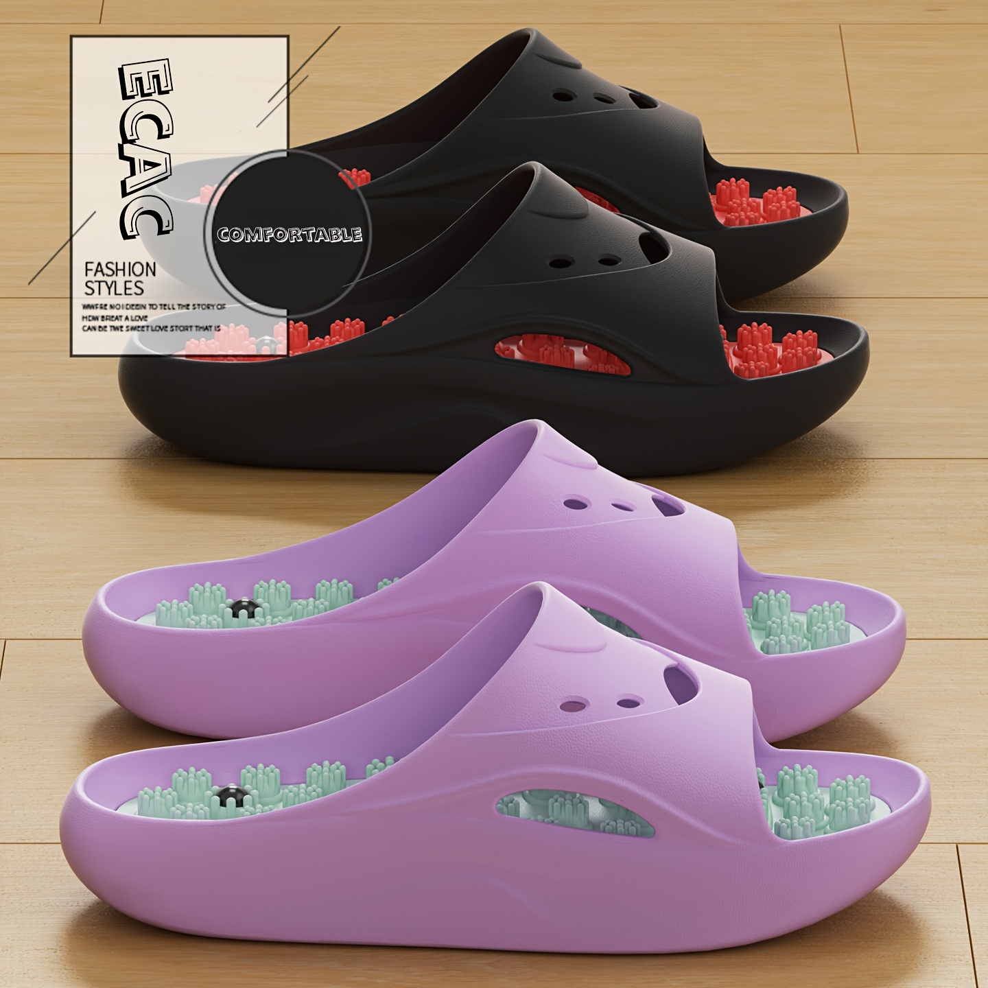 Women Men EVA Massage Slippers - Flip Flop Beach Men 评论和价格