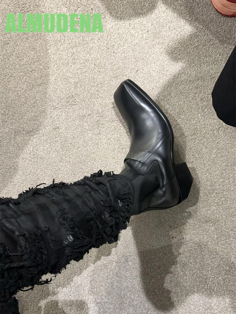 Square Toe, Middle Heel Motorc - Chelsea Boots Suede 评论和价格