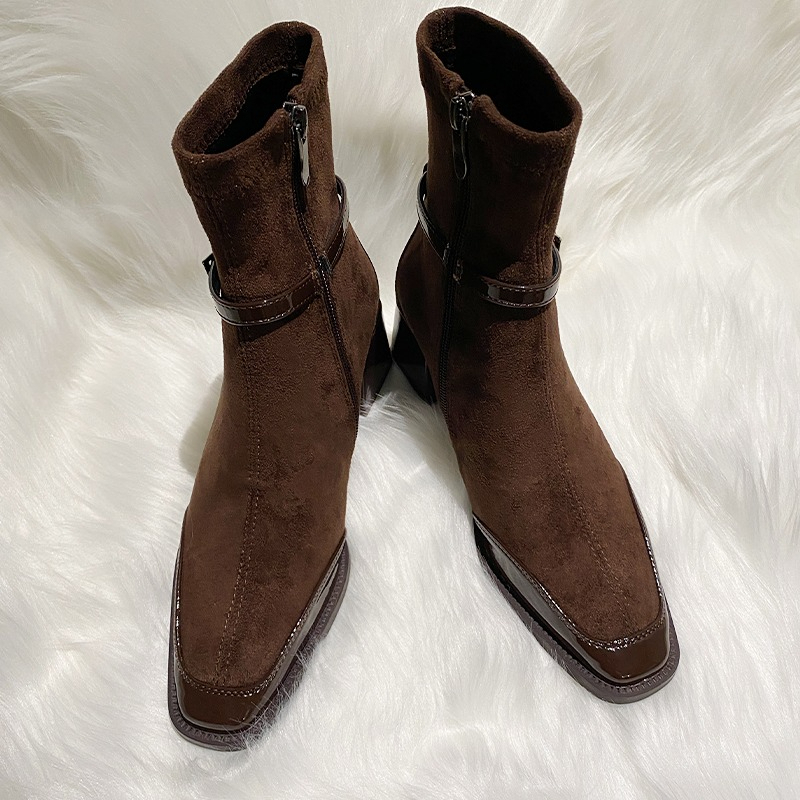 2026Winter Suede Patchwork Squ - Chelsea Boots Suede 评论和价格
