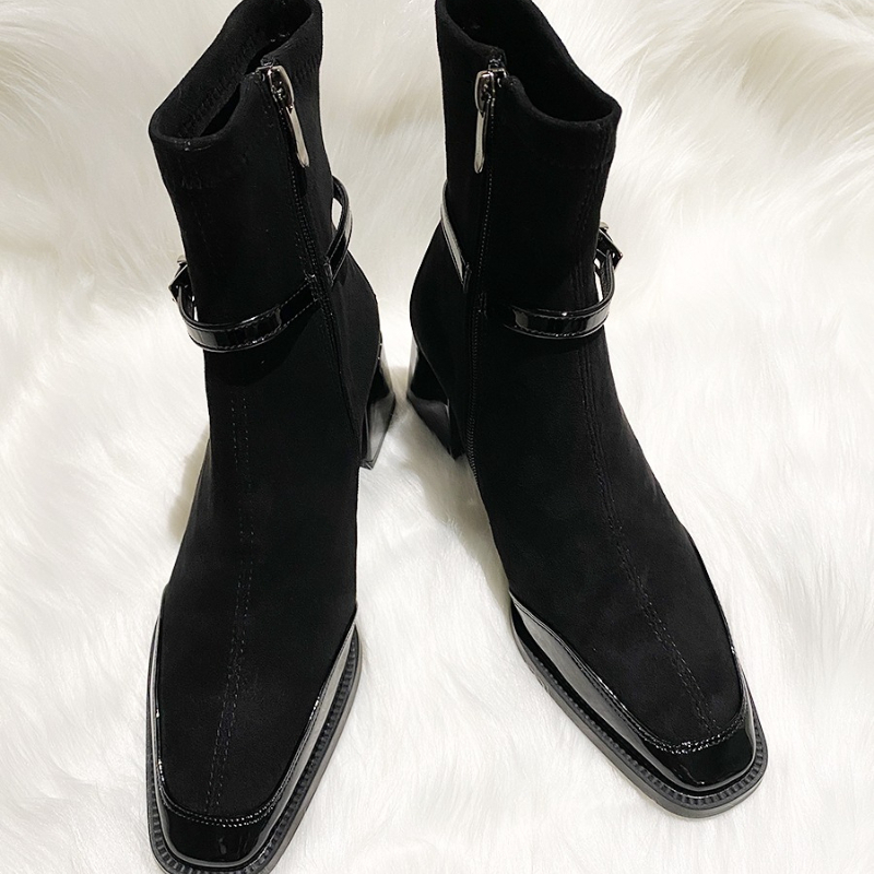 2026Winter Suede Patchwork Squ - Chelsea Boots Suede 评论和价格