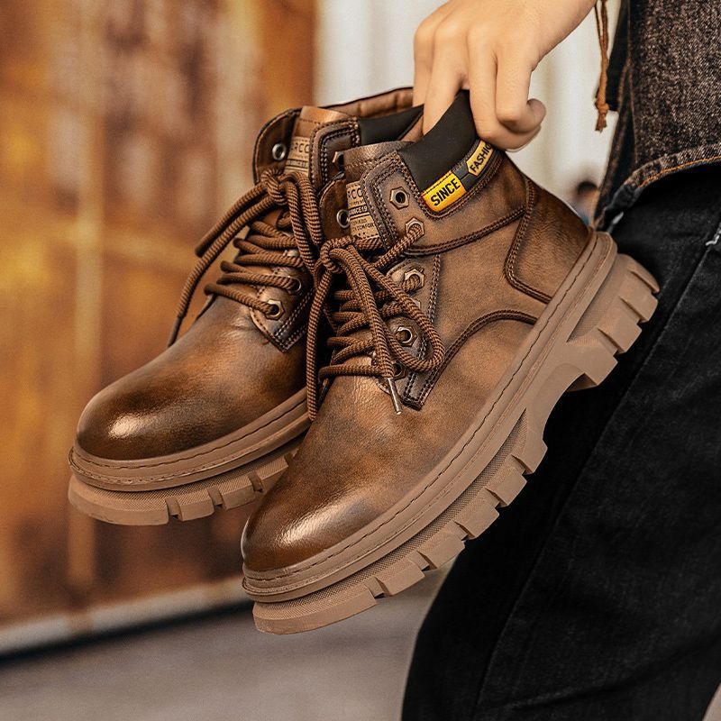 Vintage Men Platform Ankle Boo - Chelsea Boots Suede 评论和价格