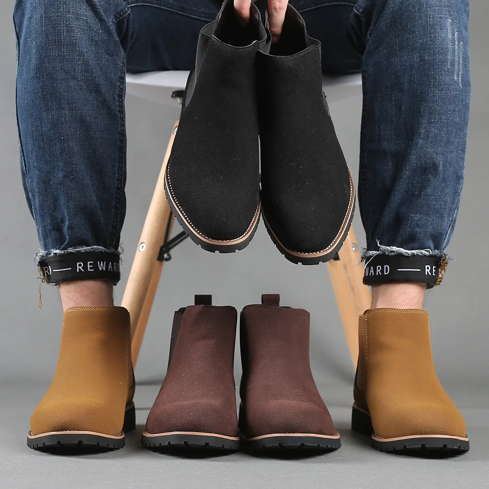 Men Ankle Boots British Style  - Chelsea Boots Suede 评论和价格