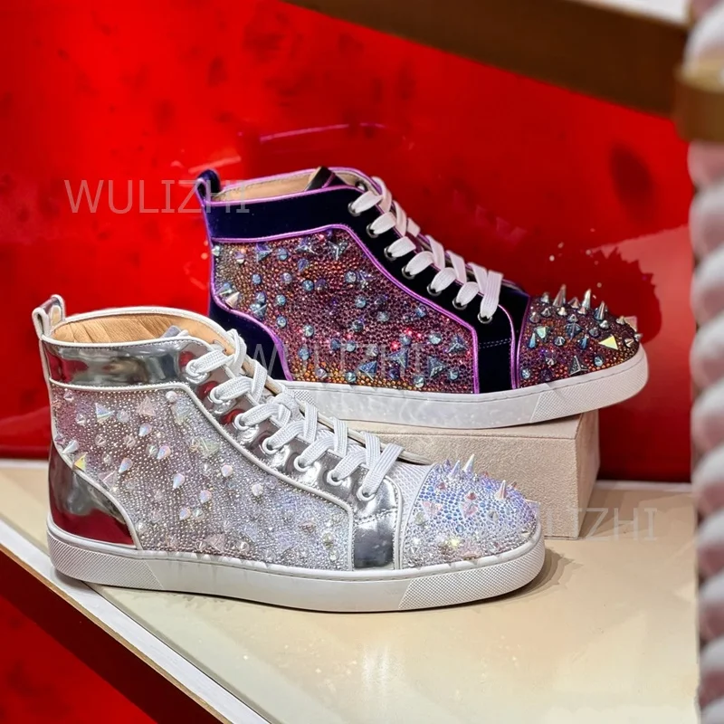Dark Purple Crystal Rivet Men  - Men Shoes Boss 评论和价格