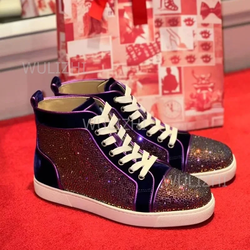 Dark Purple Crystal Rivet Men  - Men Shoes Boss 评论和价格